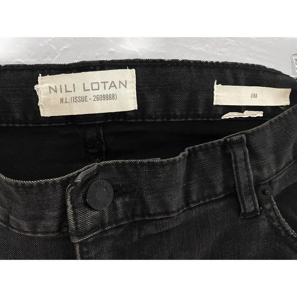 Nili Lotan Women's Ena High Rise Wide Leg Snap Buttons Stretch‎ Jeans Designer